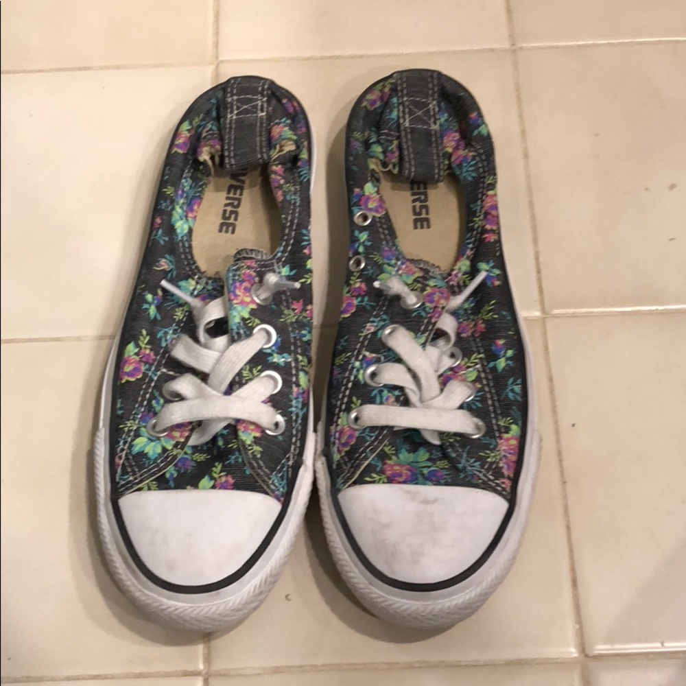 Converse slip on tennis shoes - floral